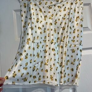 J. Crew NWT White Skirt with Yellow Floral Print Sz L